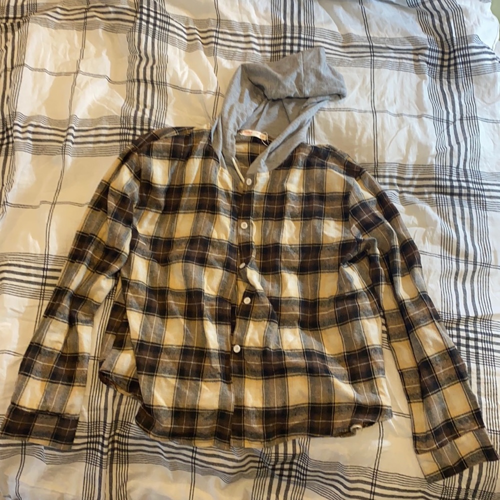 Plaid hooded shirt